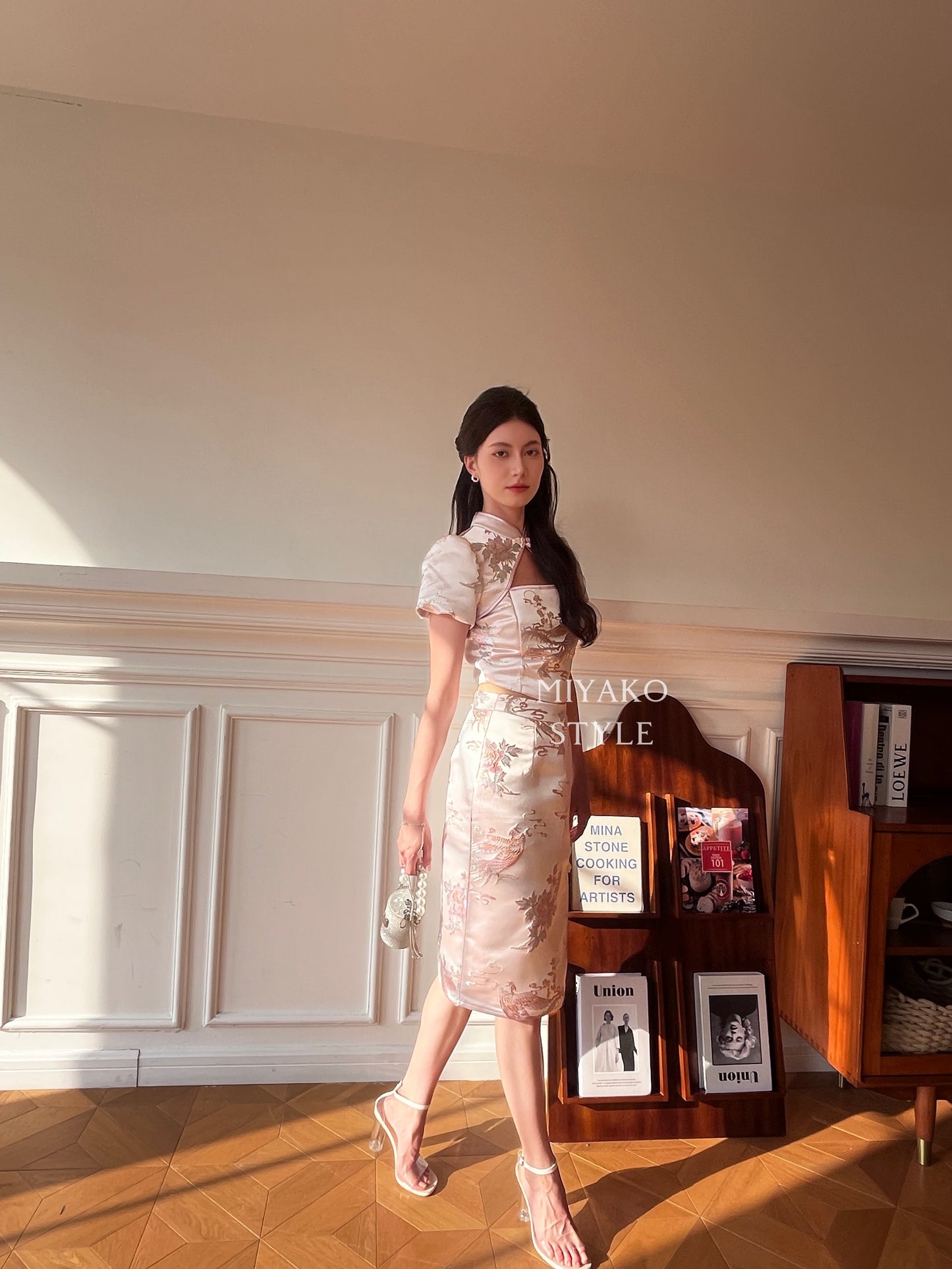 【凤华绝代】Phoenix cheongsam midi skirt in pink (粉色半身裙only)