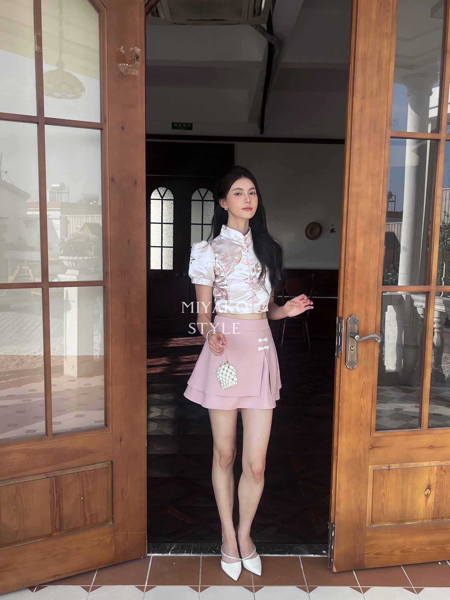 【凤华绝代】Phoenix cheongsam short blouse in pink 粉色 (直扣上衣only)