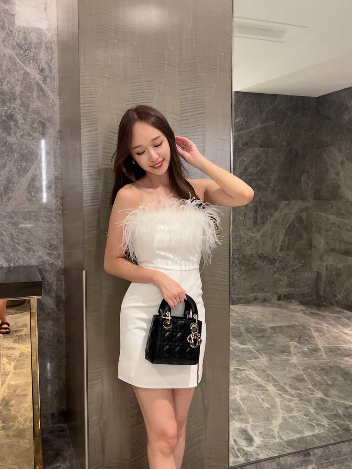 Emelyn Furry Dress in Black