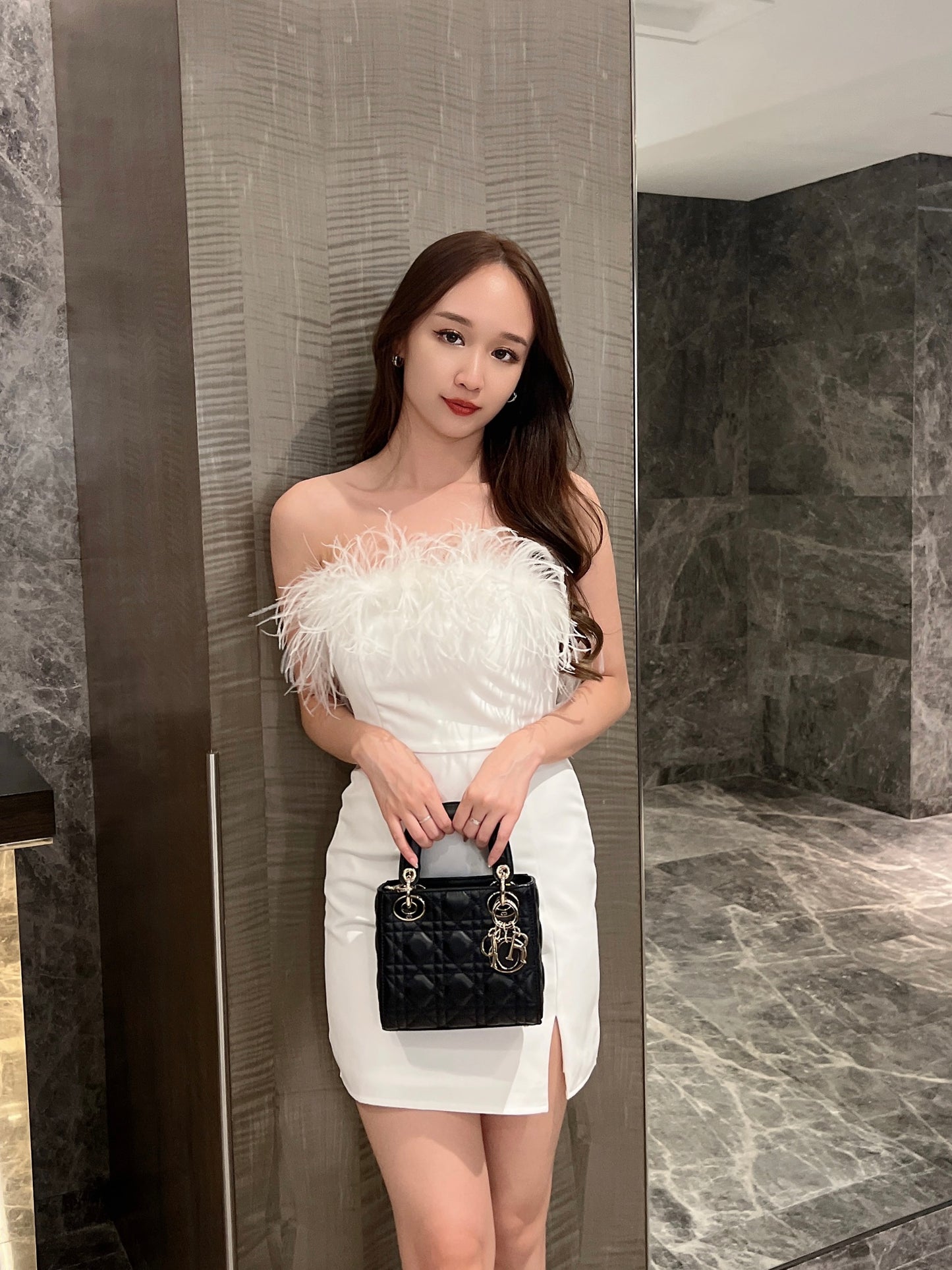 Emelyn Furry Dress in Black