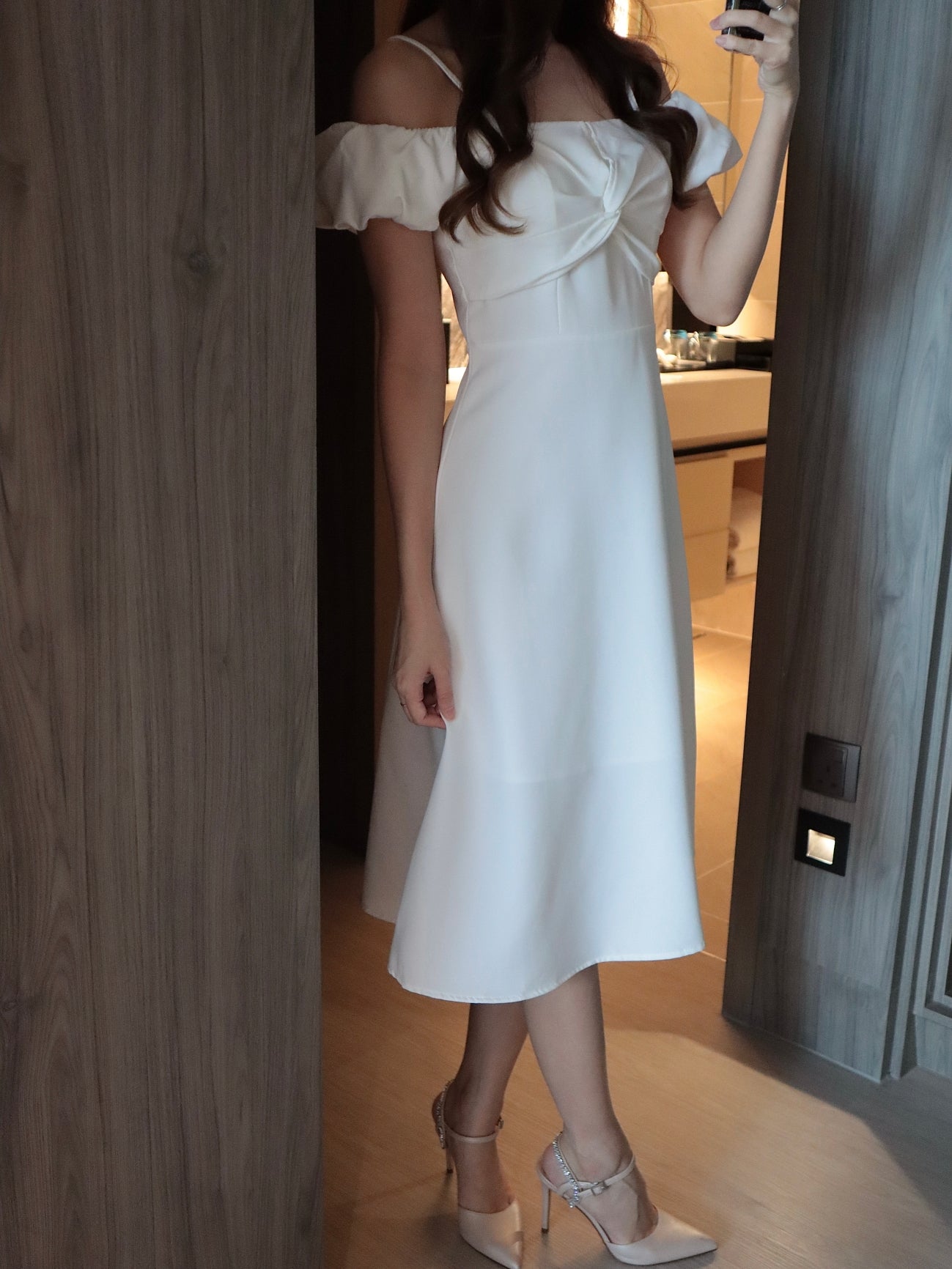 Adele off shoulder Dress in White