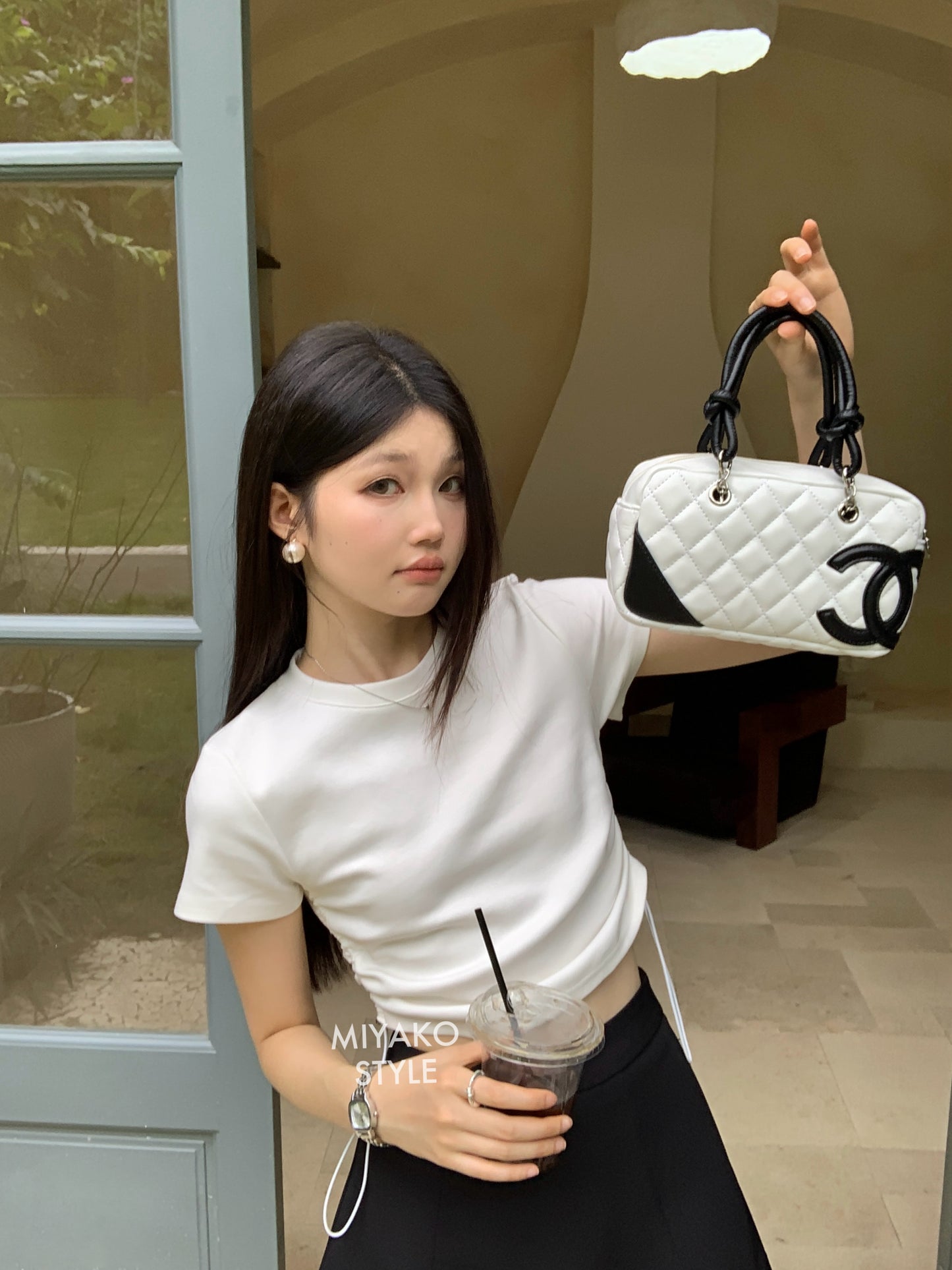 (DEFECT) Renee Short Sleeve Crop Top in White