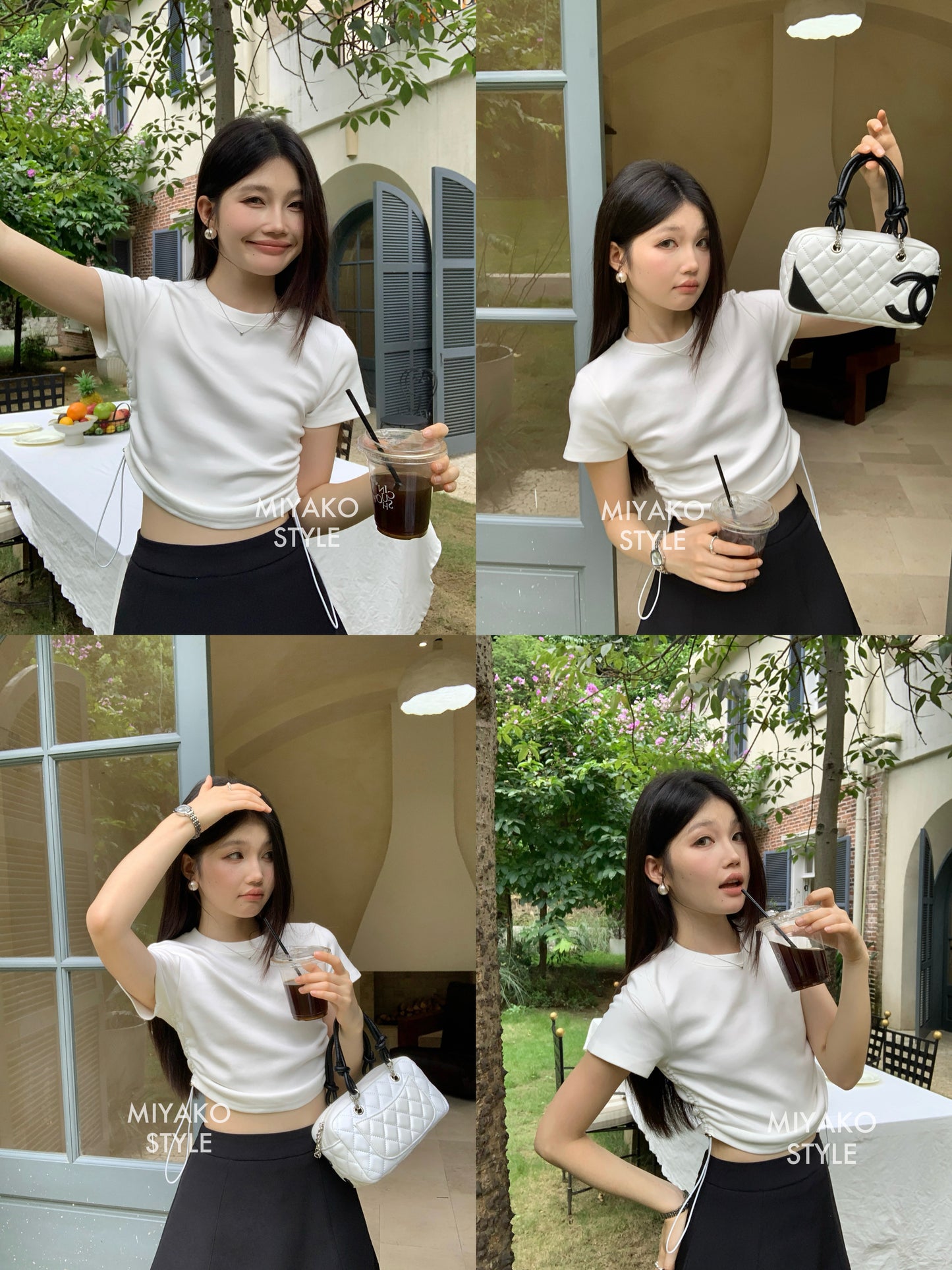 (DEFECT) Renee Short Sleeve Crop Top in White