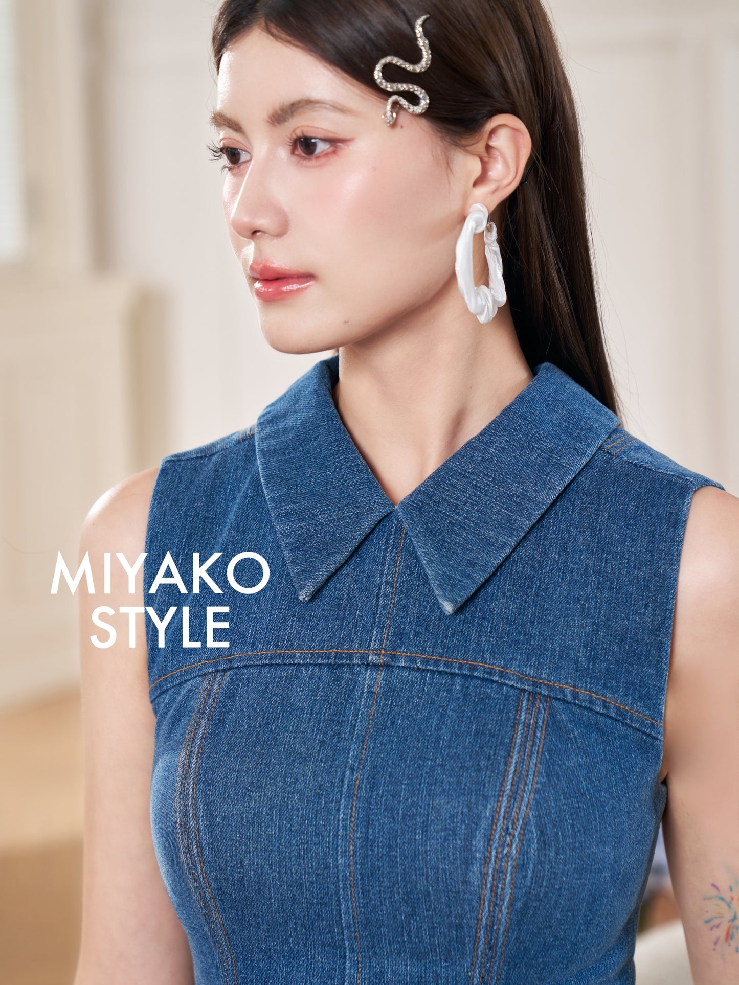 Denim Chic Mini Romper Dress