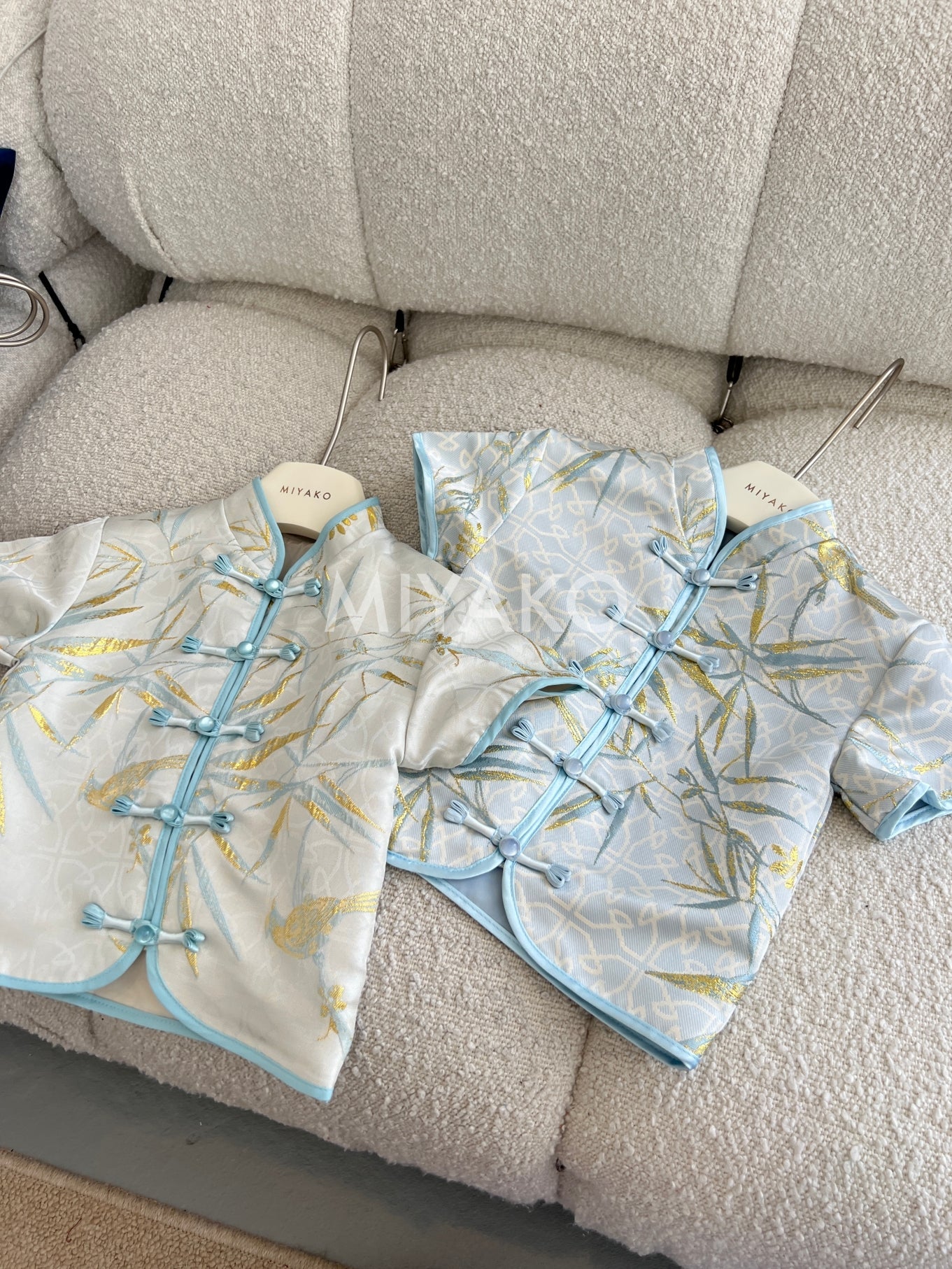 (DEFECT)【鎏金竹叶】JIN Premium Cheongsam Boy Top in Ivory