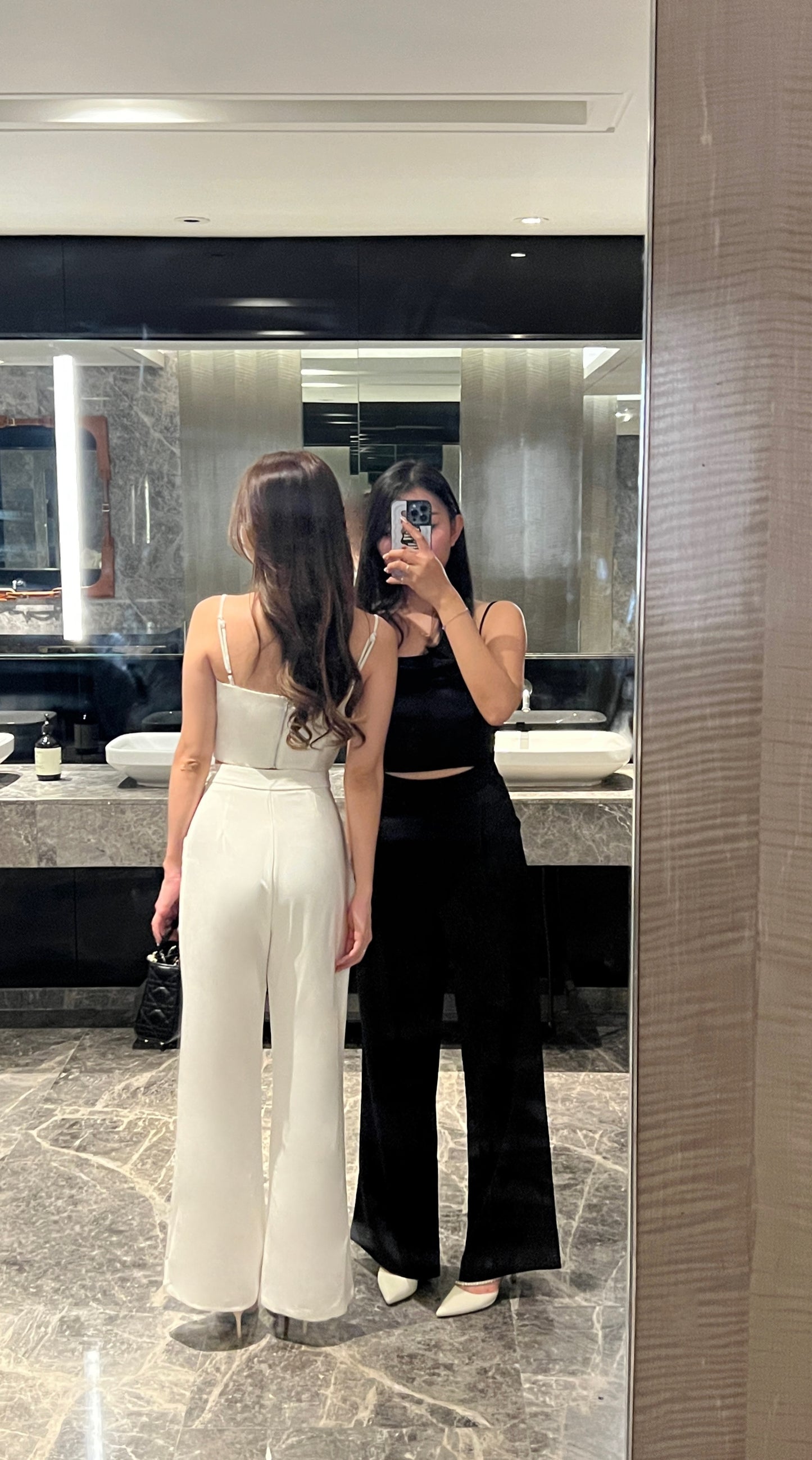 Rosy satin high waist pant in White