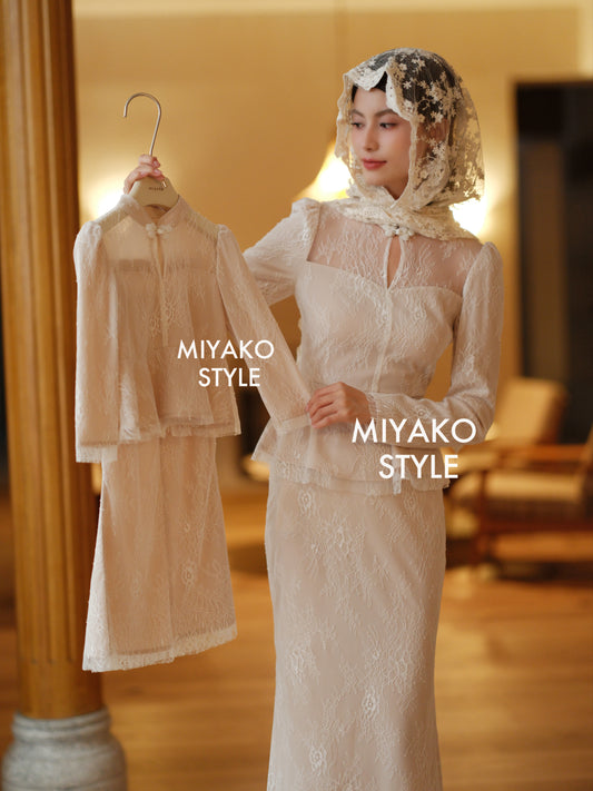 Mini Lace Set - Long sleeve top with girl skirt (女儿 蕾丝套装)