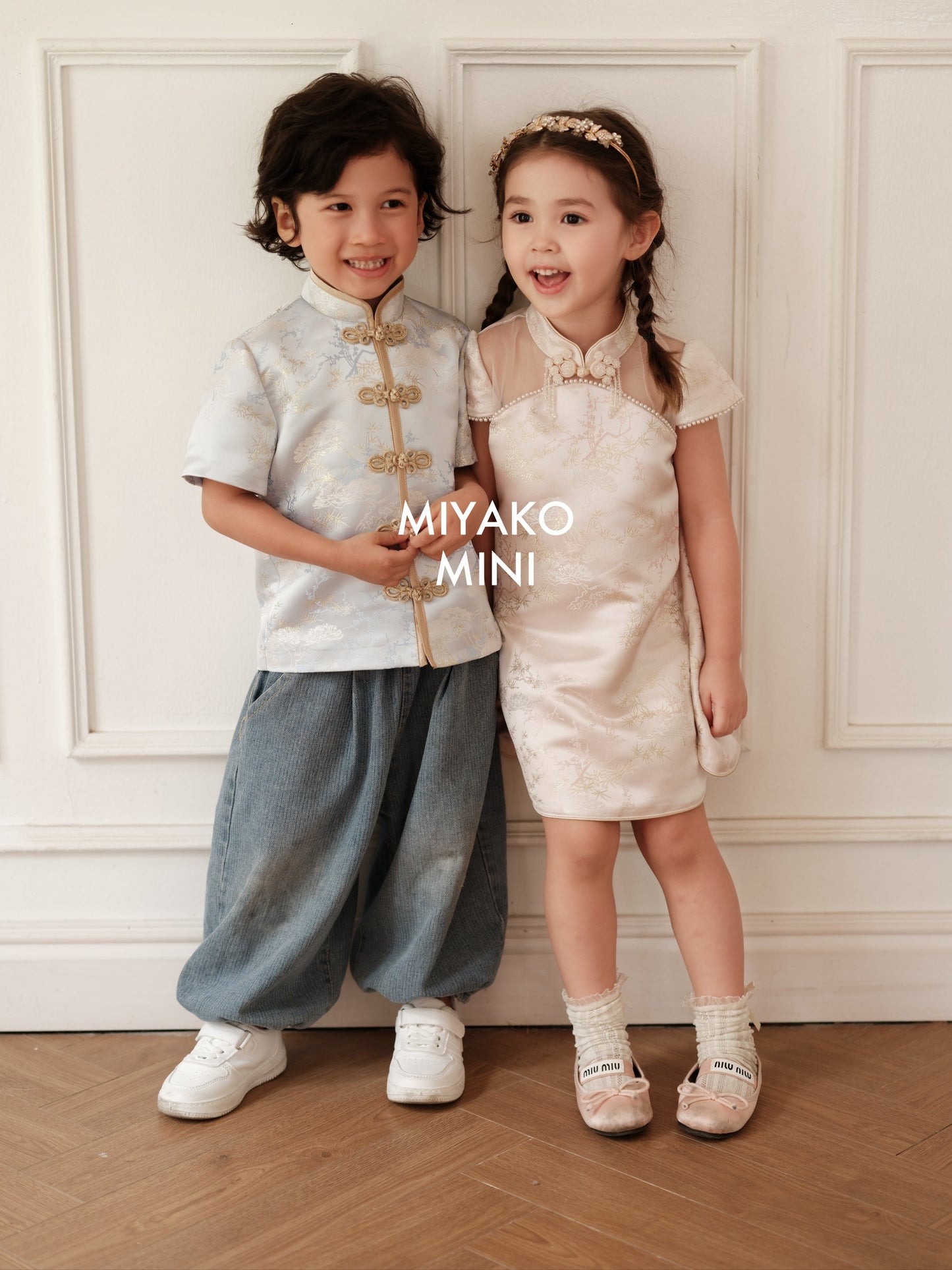 【一见倾心】Stella Cheongsam Girl Dress in Pink 粉色小女孩连身裙