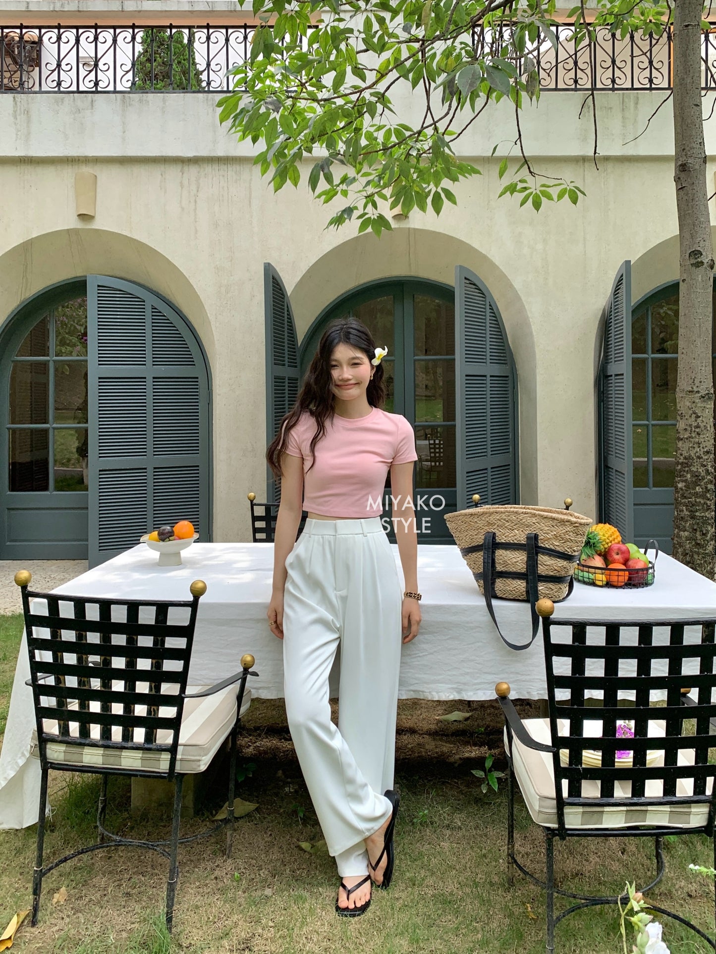 Anna Short Sleeve Crop Top in Pink