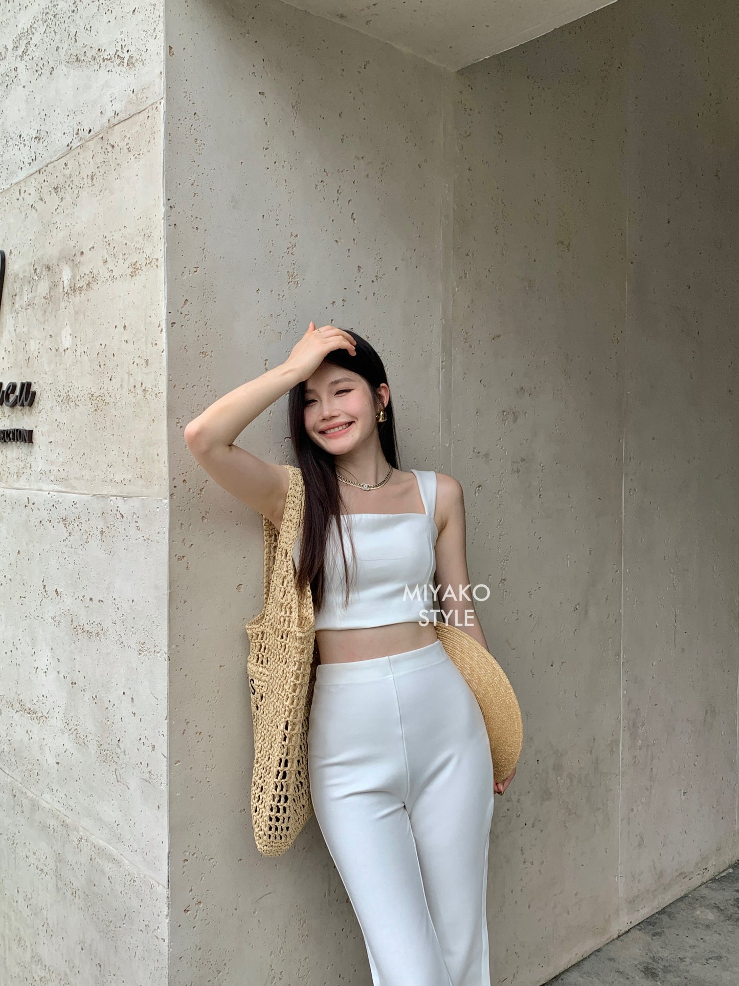 Venus High Waist Flared Pants in White