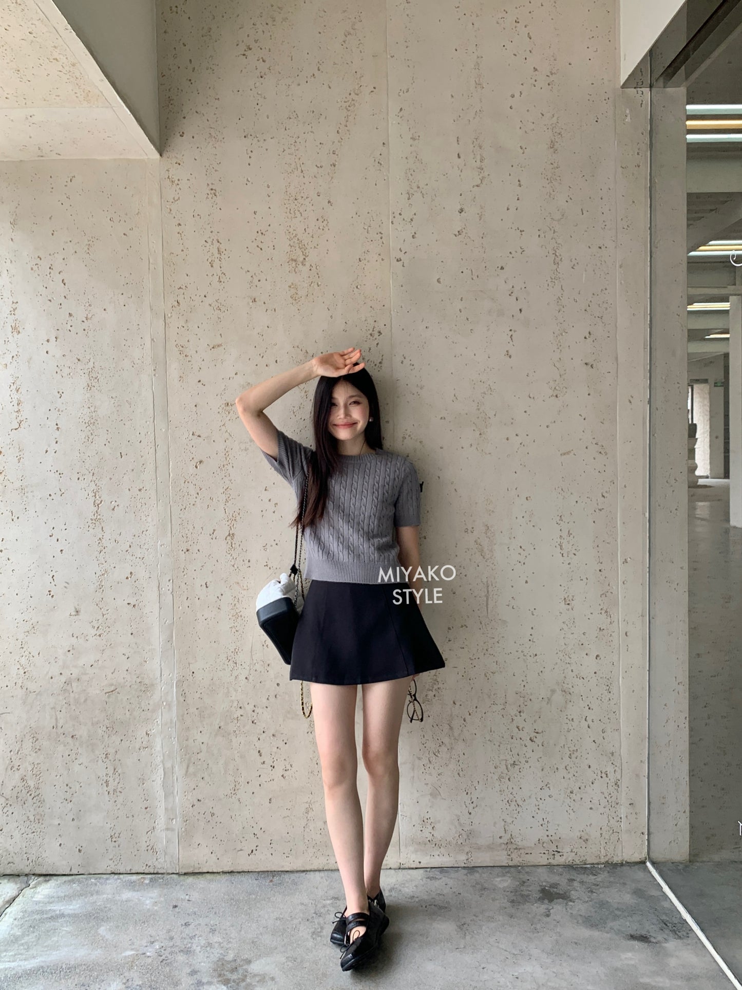 Caitlyn A Line Mini Skirt in Black