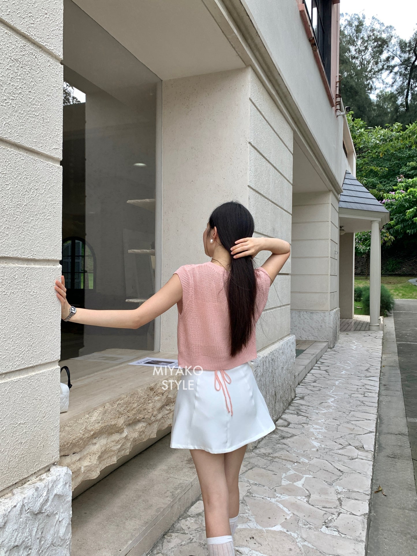 (DEFECT) Caitlyn A Line Mini Skirt in White