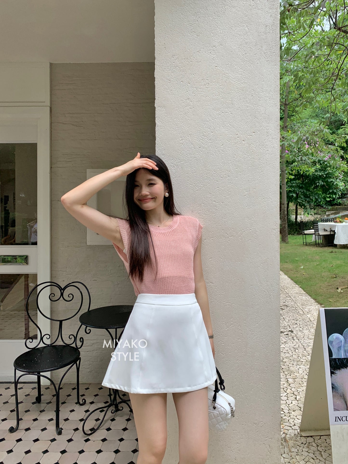(DEFECT) Caitlyn A Line Mini Skirt in White