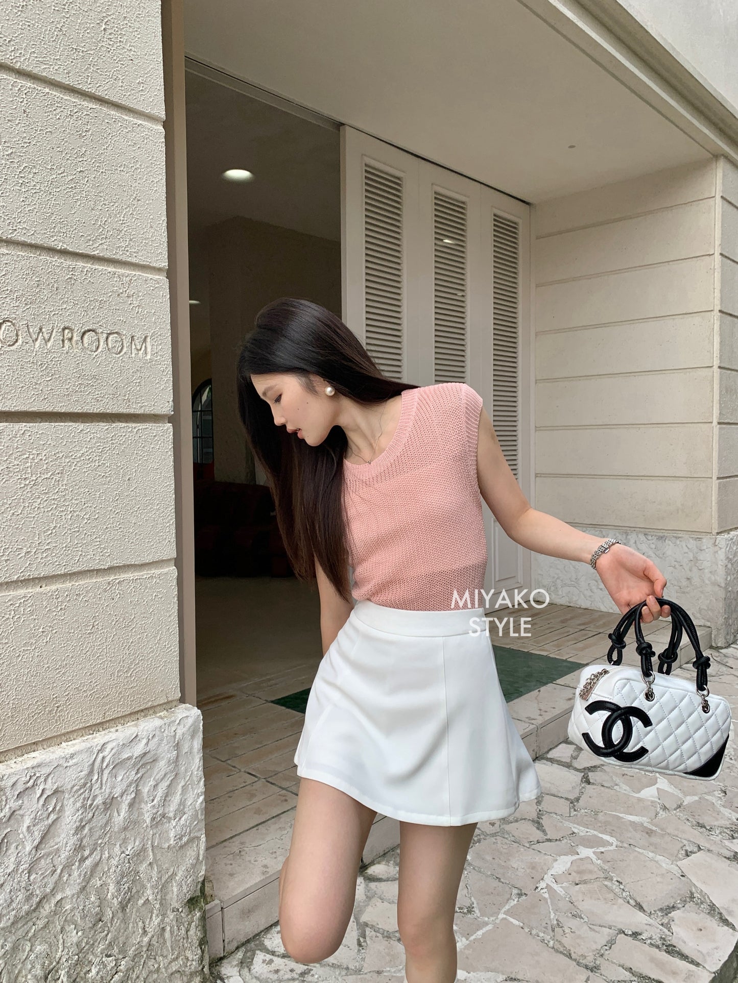 (DEFECT) Caitlyn A Line Mini Skirt in White