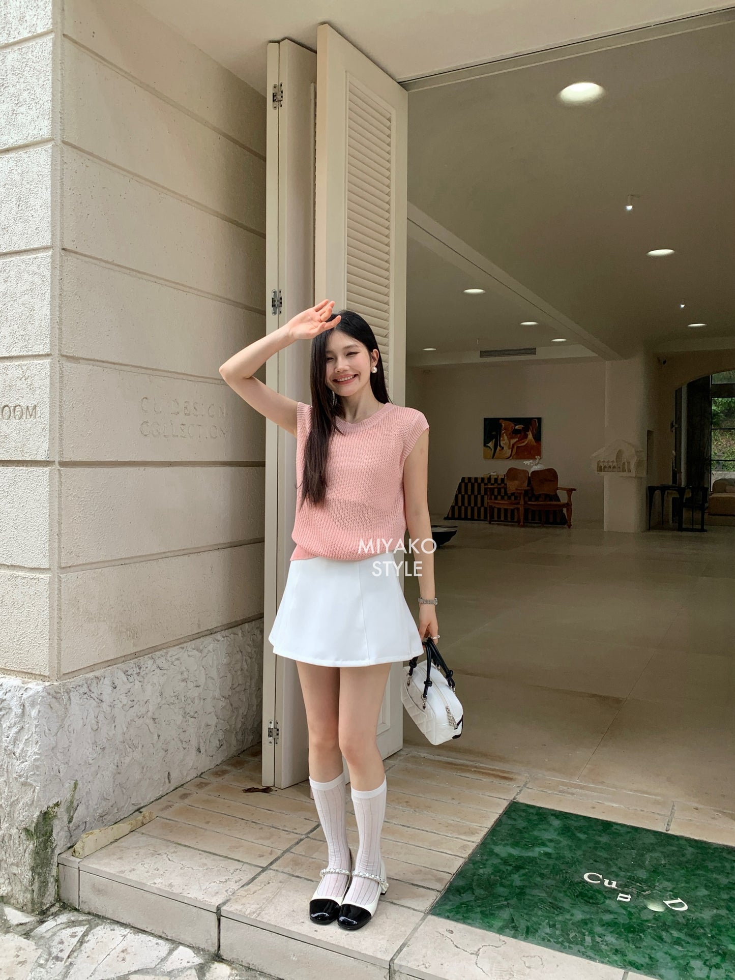 (DEFECT) Caitlyn A Line Mini Skirt in White