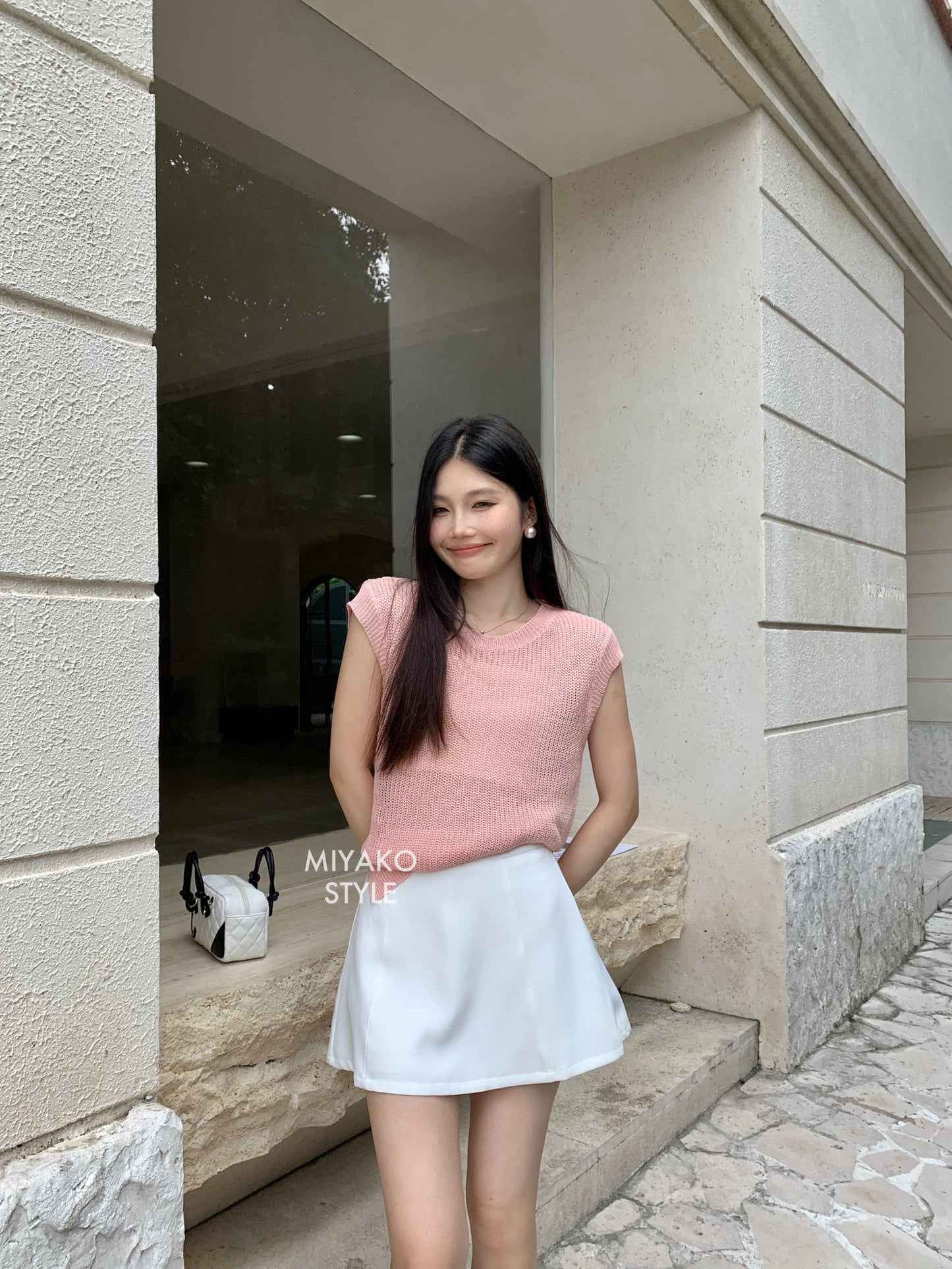 (DEFECT) Caitlyn A Line Mini Skirt in White