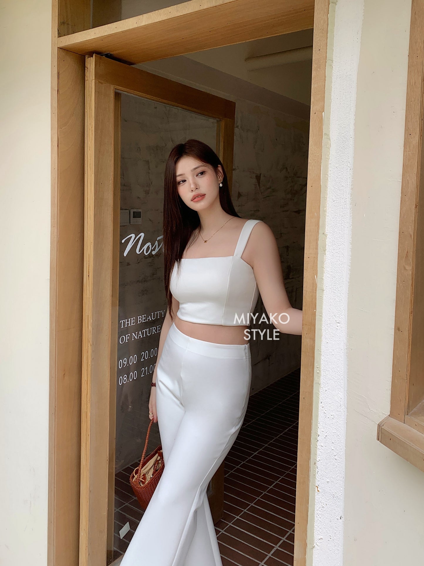 Venus High Waist Flared Pants in White