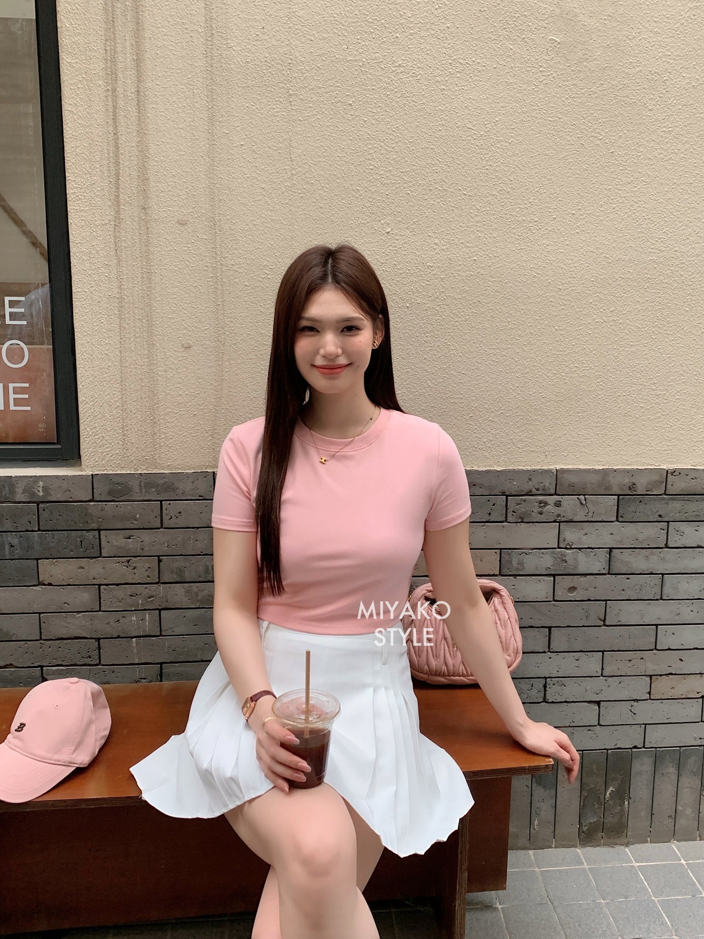 Anna Short Sleeve Crop Top in Pink