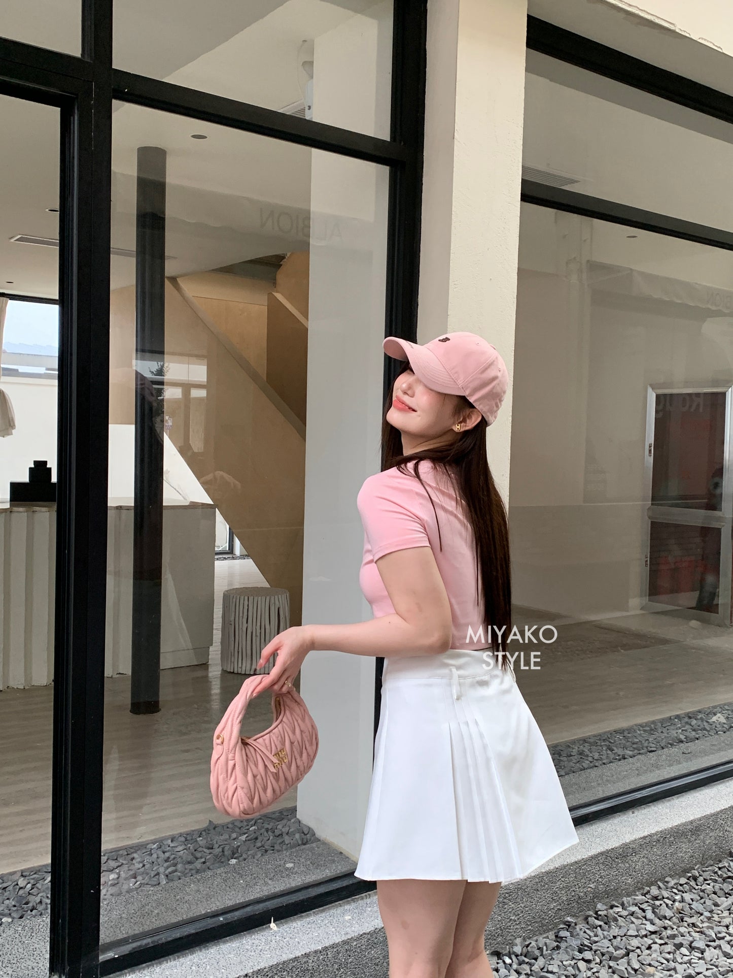 Anna Short Sleeve Crop Top in Pink