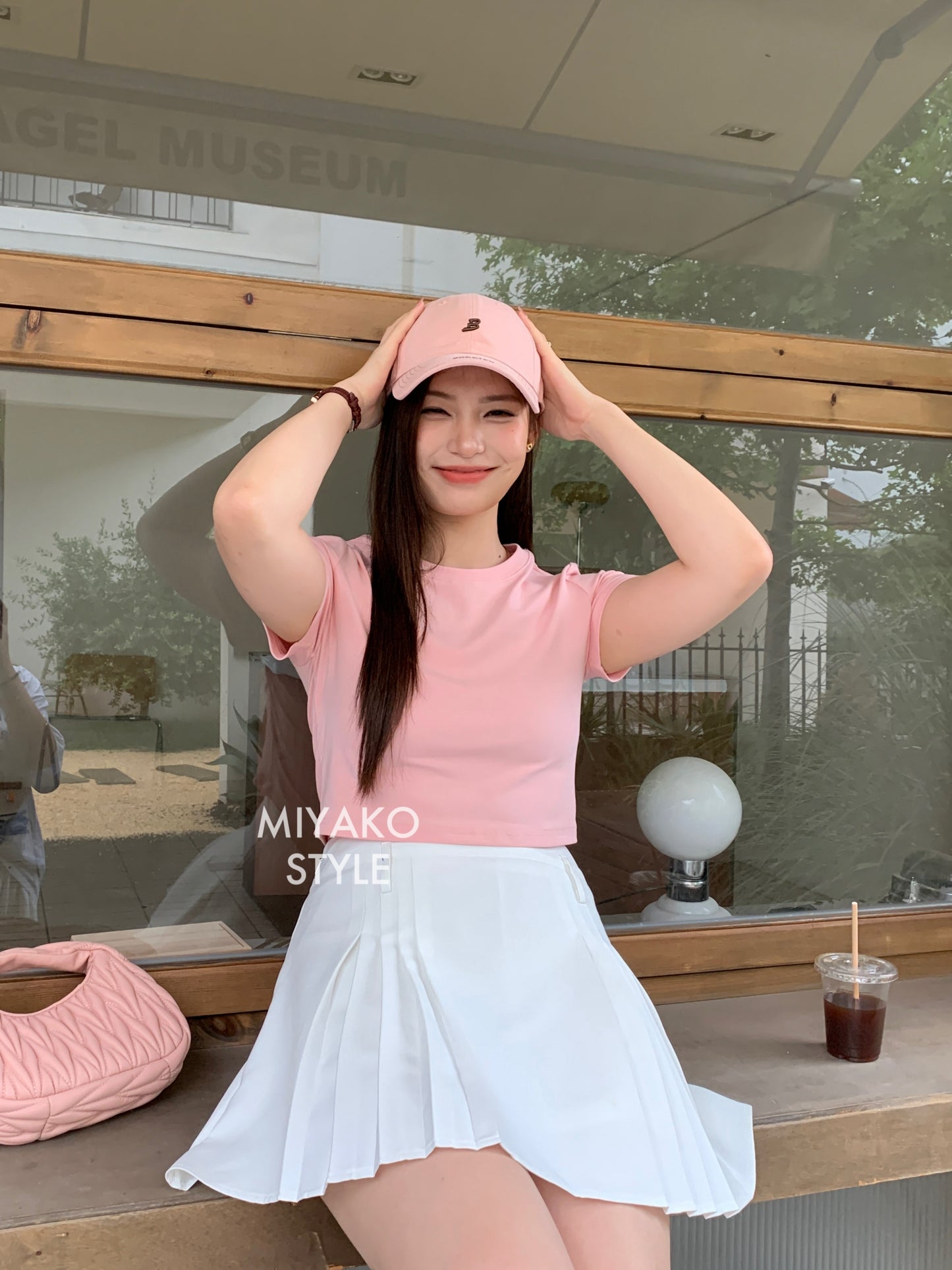 Anna Short Sleeve Crop Top in Pink