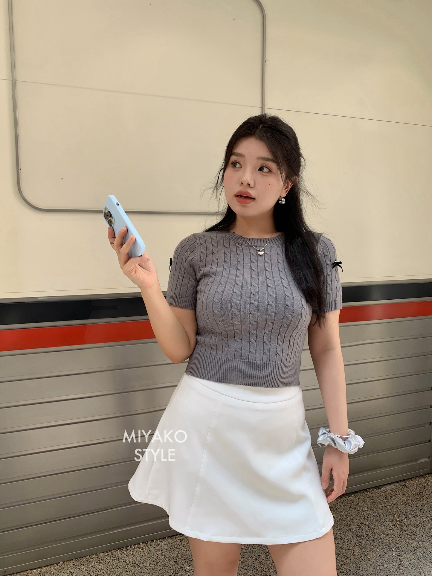 (DEFECT) Caitlyn A Line Mini Skirt in White