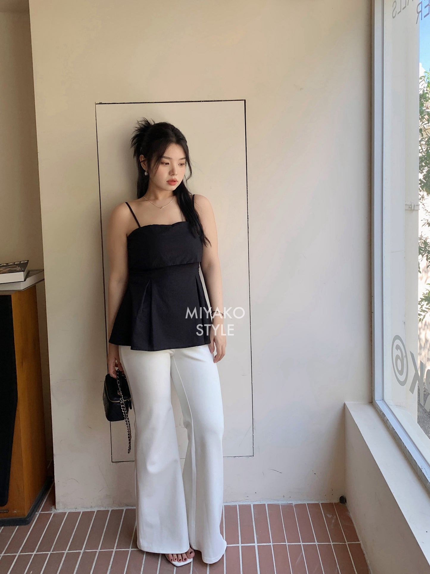 Venus High Waist Flared Pants in White