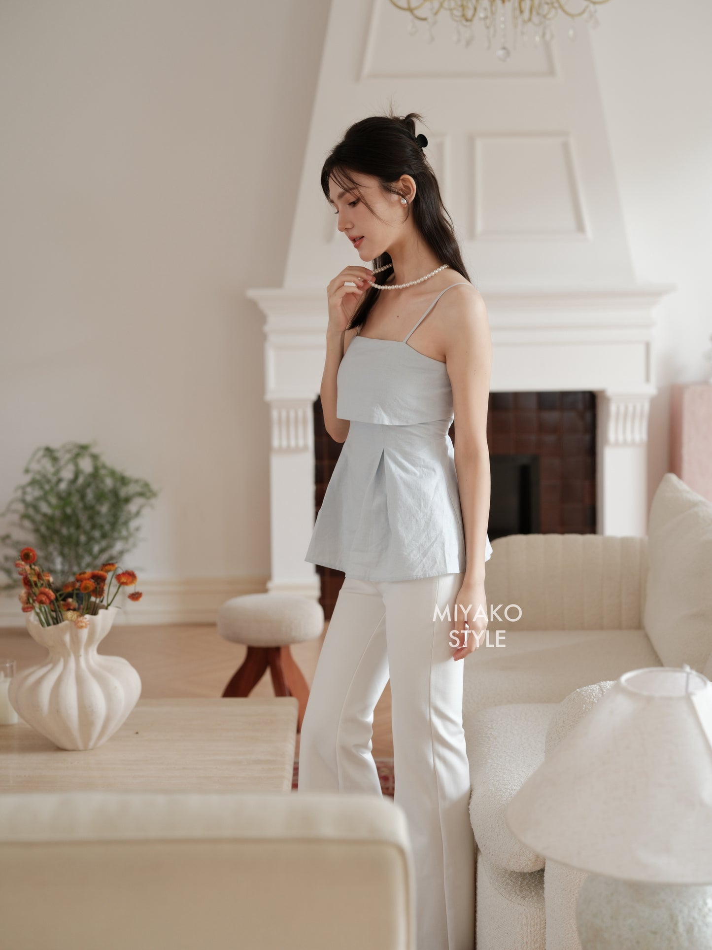 Venus High Waist Flared Pants in White