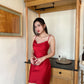 Josephine cami satin short dress in red