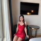 Josephine cami satin short dress in red