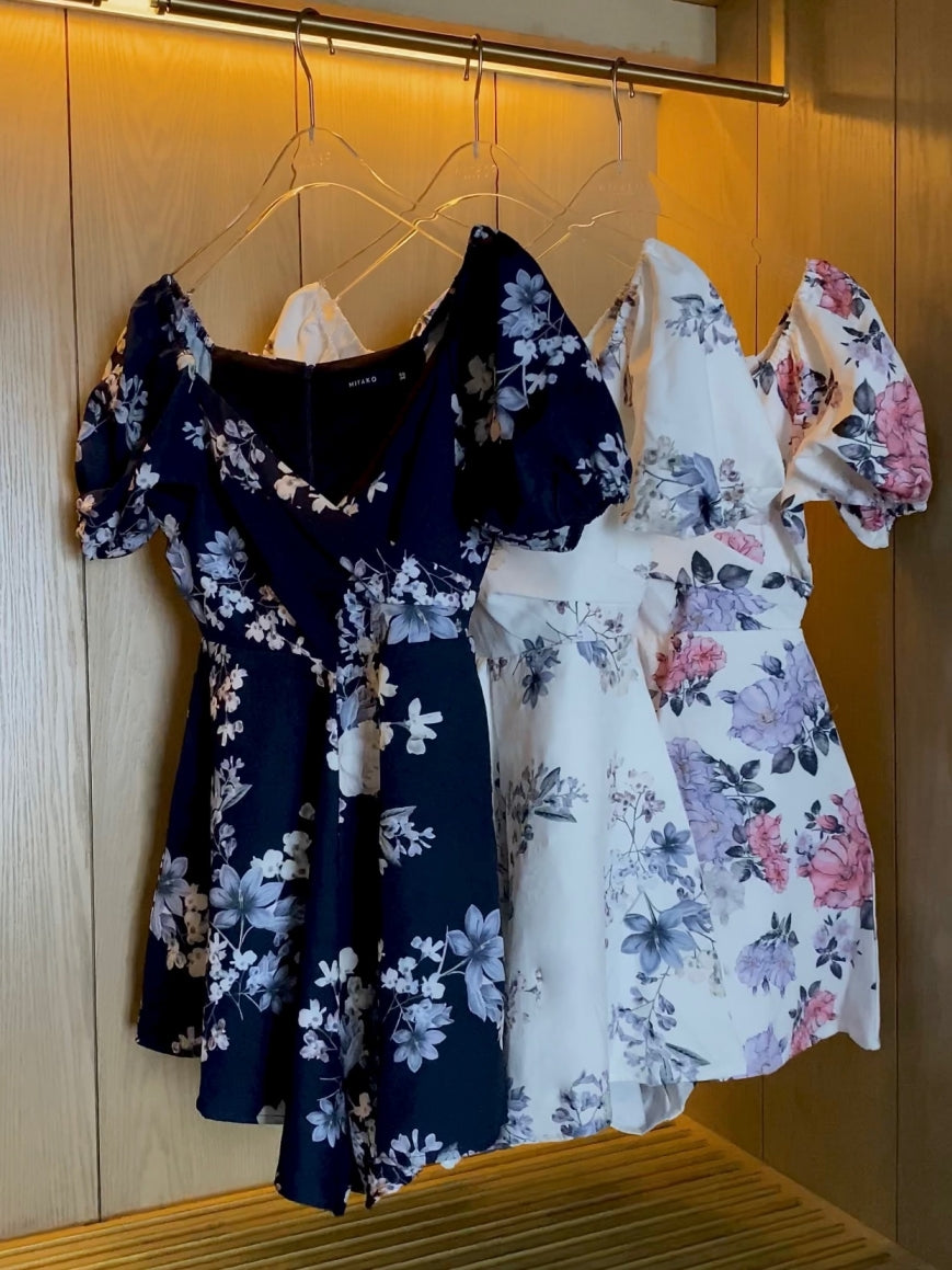 Charlie V neck romper in Hydrangea