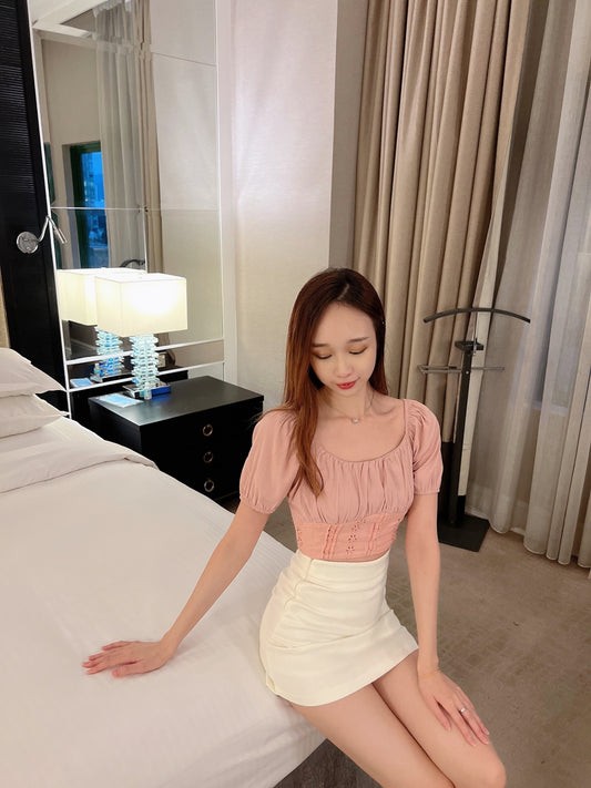 Camille cotton eyelet crop top in pink