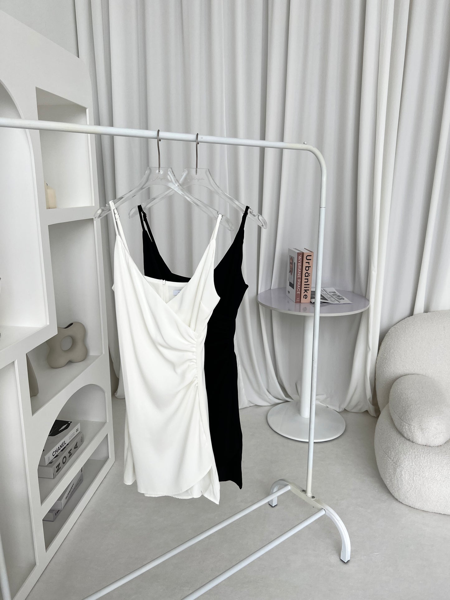 Lena V neck elegant dress in Black