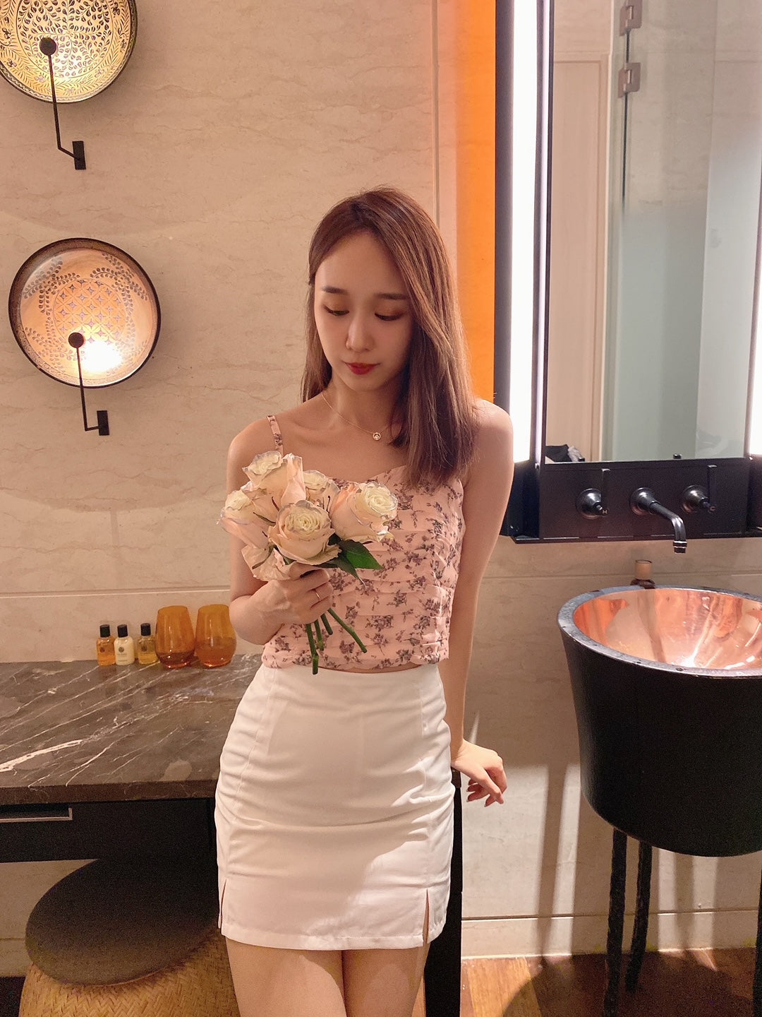 Rosie Floral cami top in pink
