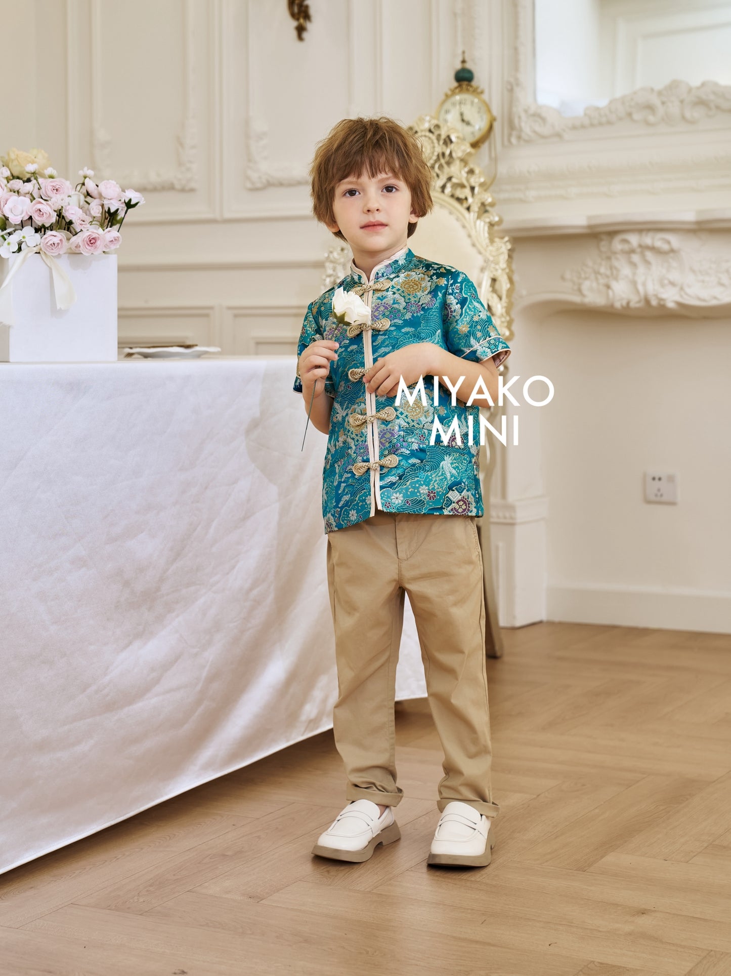 【名门望族】Noble Premium Boy Suit Cheongsam in Peacock Blue 孔雀蓝小男孩唐装