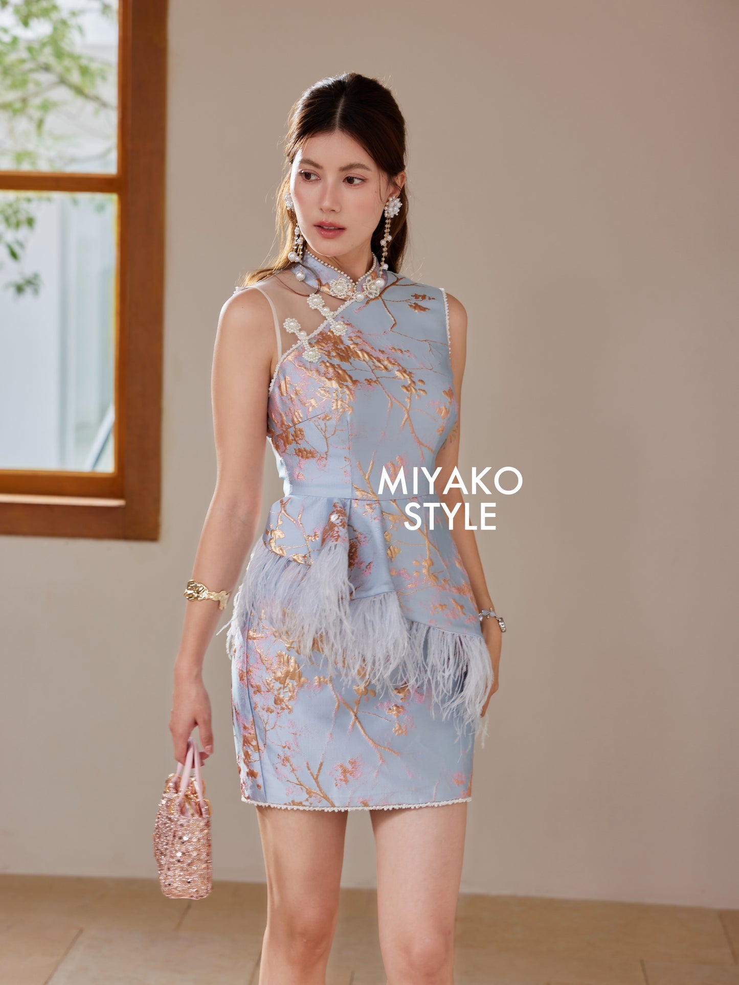 【名门望族】Noble Premium Fur Dress in Blue 蓝色女装连身裙