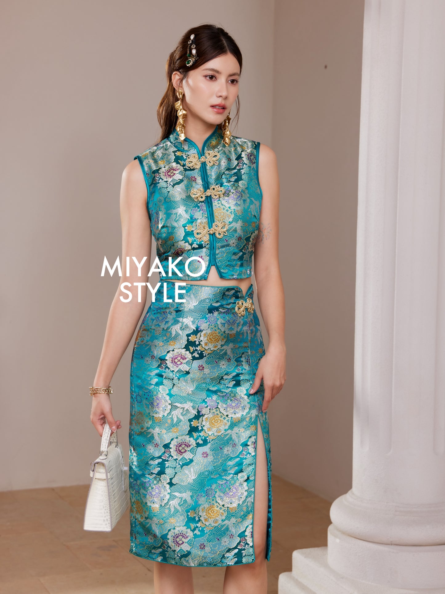 【名门望族】Noble Premium Midi Skirt in Peacock Blue 孔雀蓝女装半身长裙