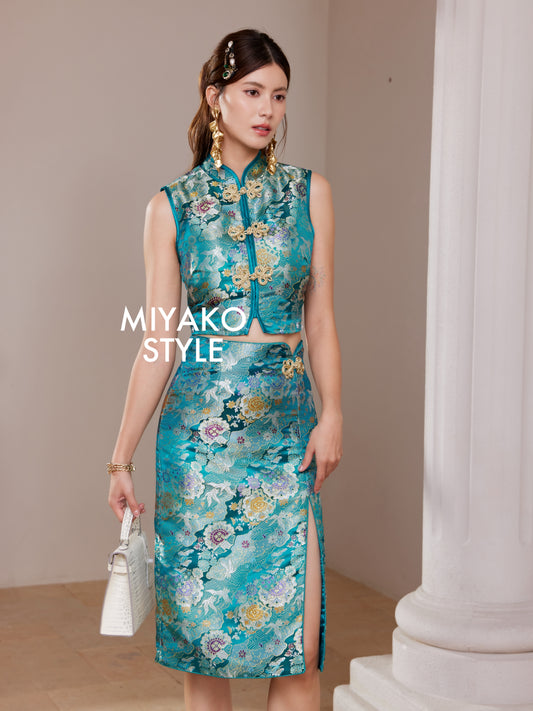 【名门望族】Noble Premium Midi Skirt in Peacock Blue 孔雀蓝女装半身长裙
