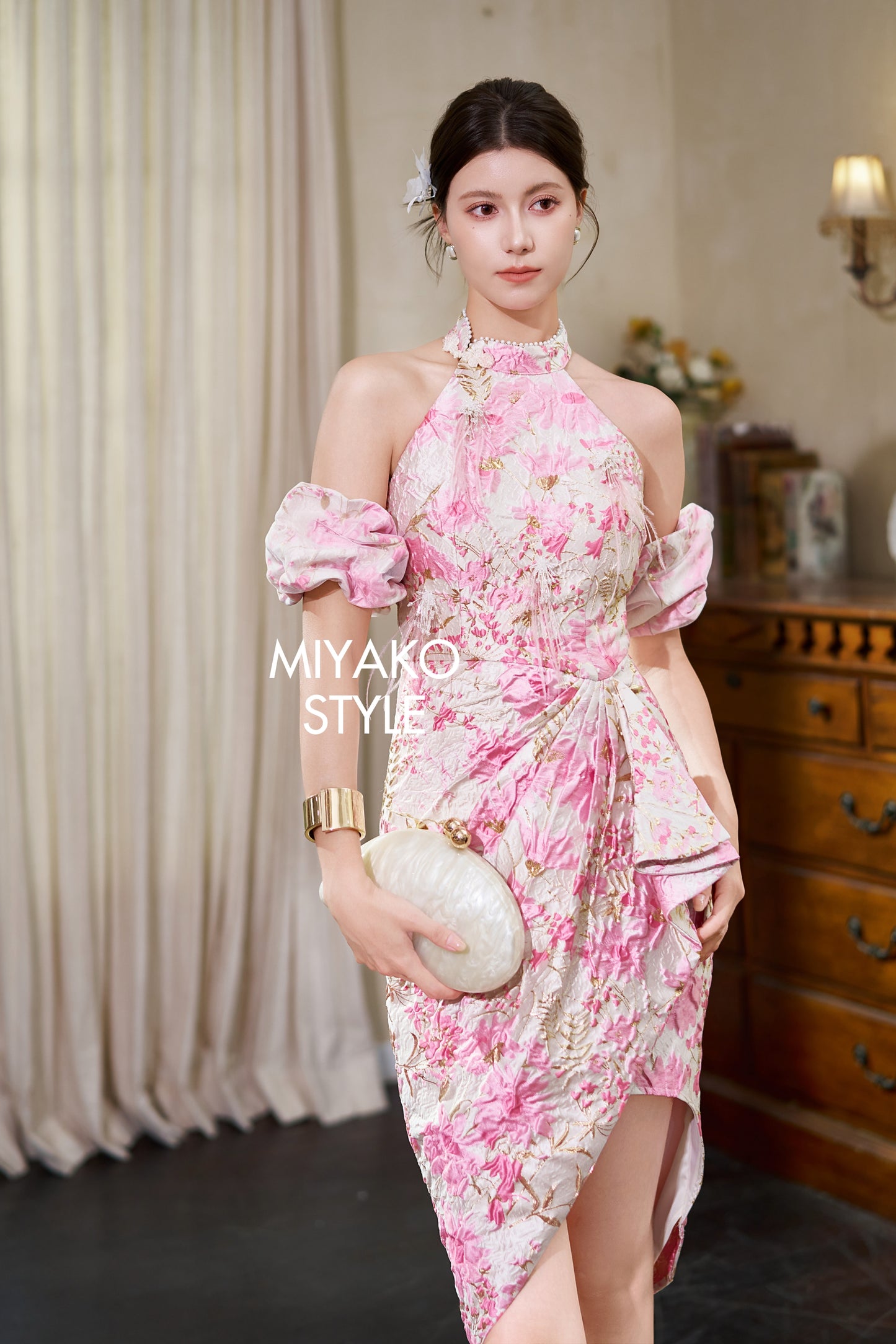 【公主殿下】Princess Padded & Detachable Sleeve Midi Cheongsam Dress 女装连身裙