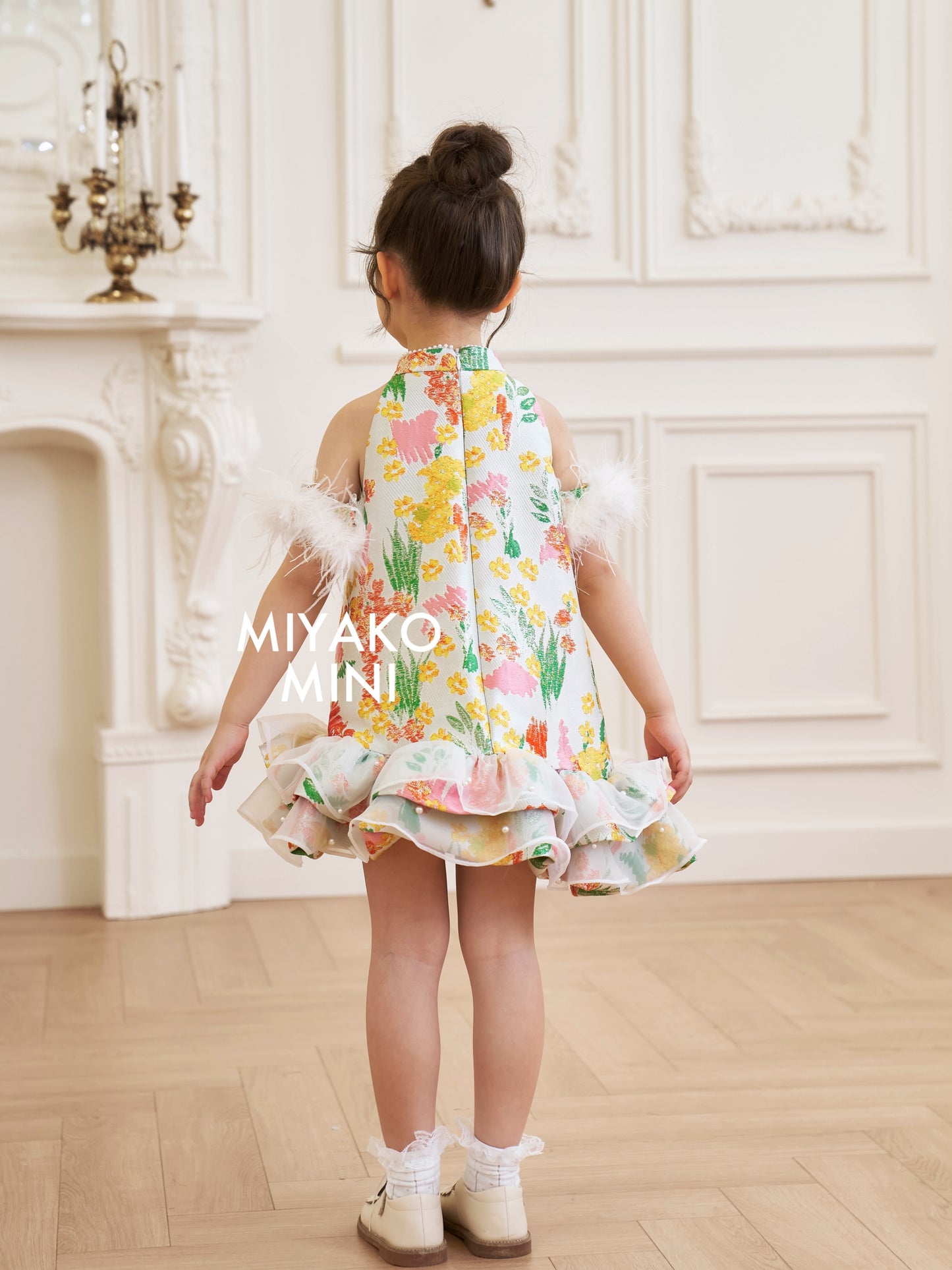 【许我耀眼】Glowy Detachable Fur Sleeve Girl Dress 小女孩连身裙