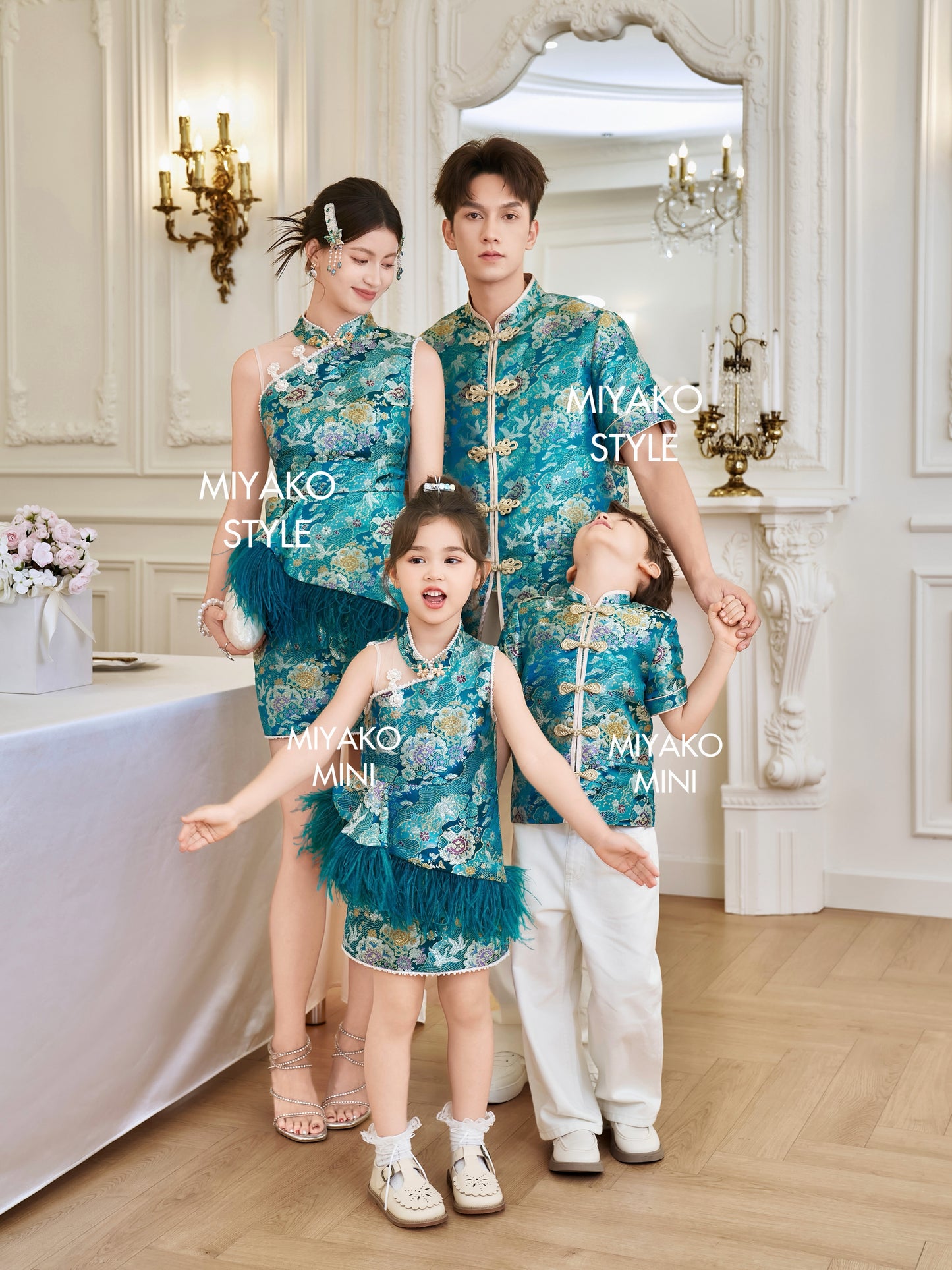 【名门望族】Noble Premium Girl Dress in Peacock Blue 孔雀蓝小女孩连身裙