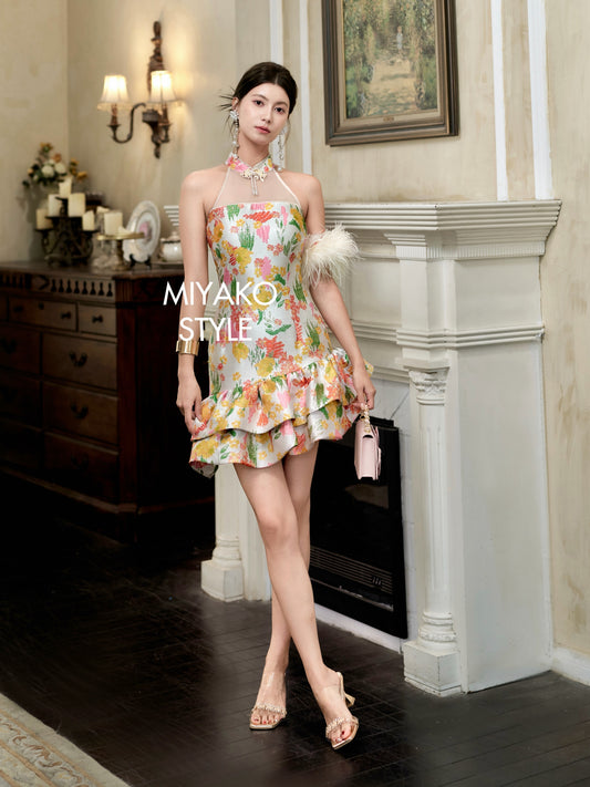 【许我耀眼】Glowy Padded & Detachable Fur Sleeve Cheongsam Dress 女装连身裙