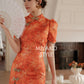 【华丽转身】Li Cheongsam Crop Top in Orange 橘色上衣 ( Top Only)