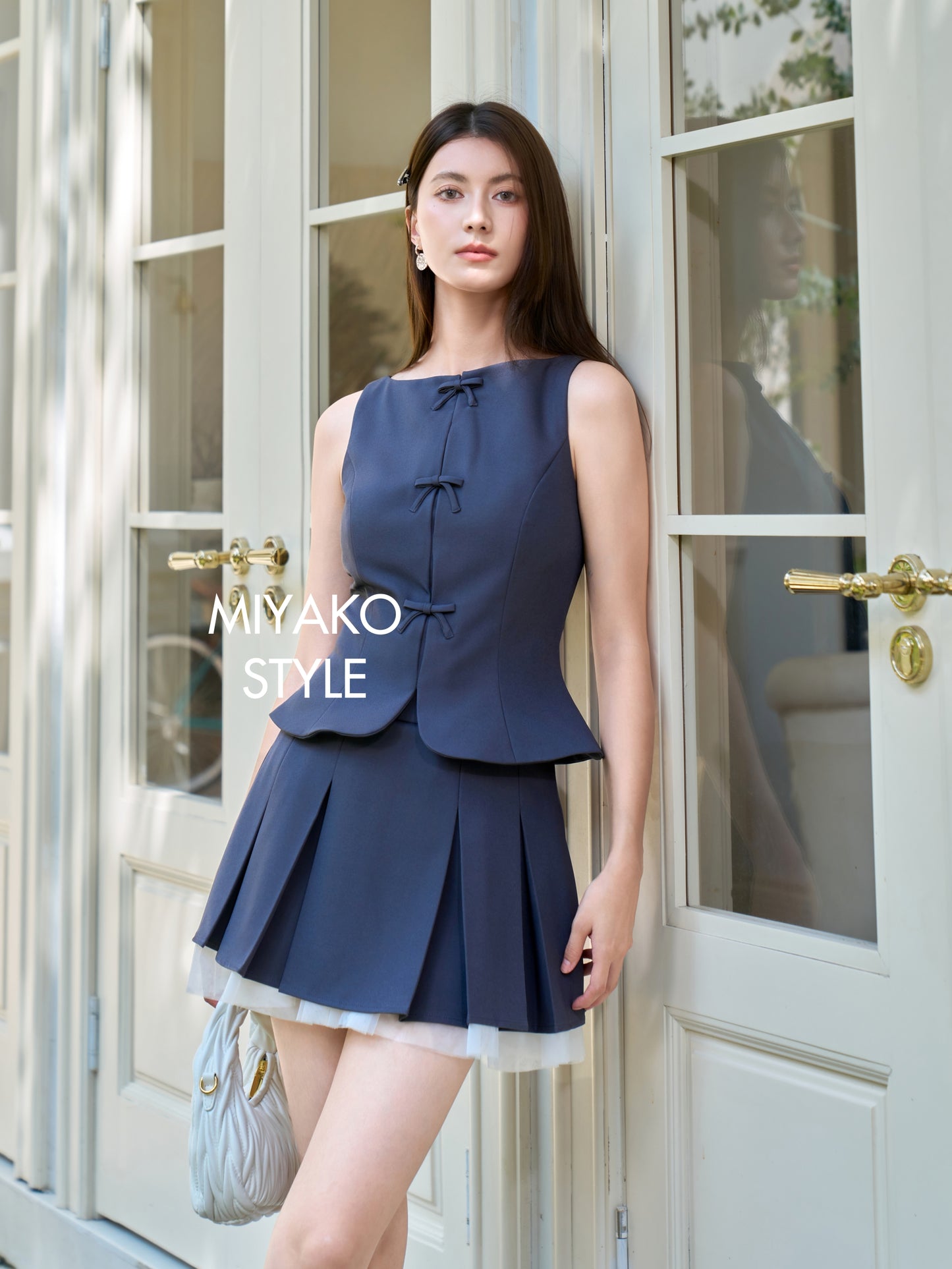 Miu Mini Skirt in Grey