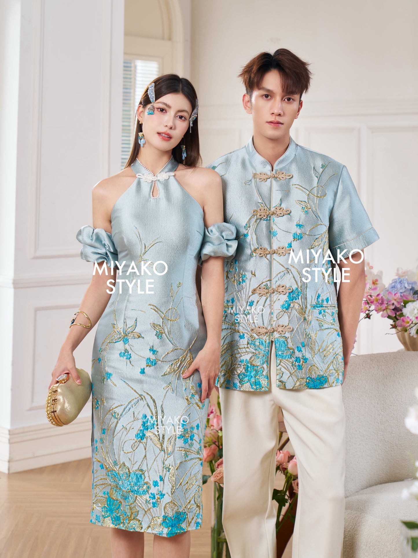 【一枝独秀】Unique Premium Midi Cheongsam Padded & Detachable Dress 女装连身裙