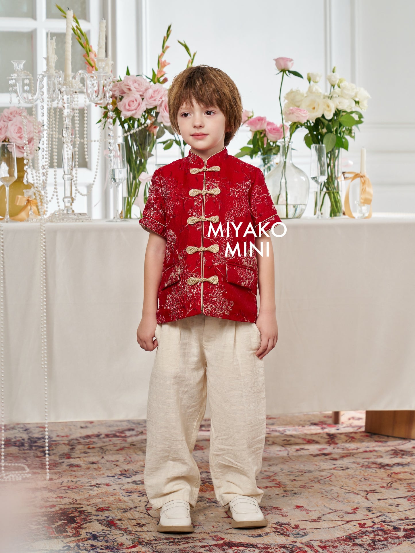 【名门望族】Noble Premium Boy Suit Cheongsam in Red 红色小男孩唐装