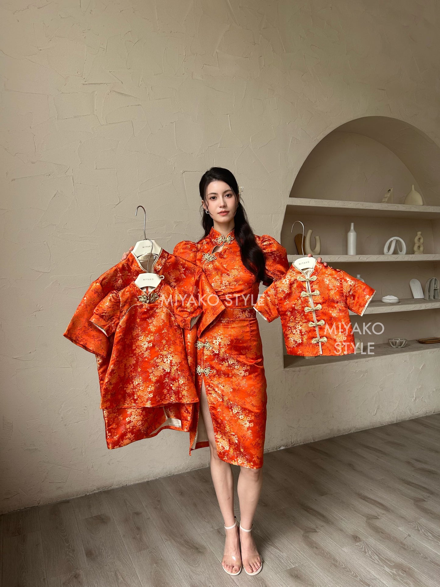 【华丽转身】Li Cheongsam Little Girl dress in Orange 橘色女童装