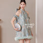 【万事如亿】Billionaire Detachable Sleeve Halter Dress in Sea Blue 绿蓝色女装挂脖连身裙