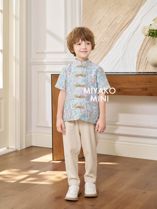 【情有独钟】Love Premium Boy Suit in Tiffany Blue 蒂芙尼小男孩唐装