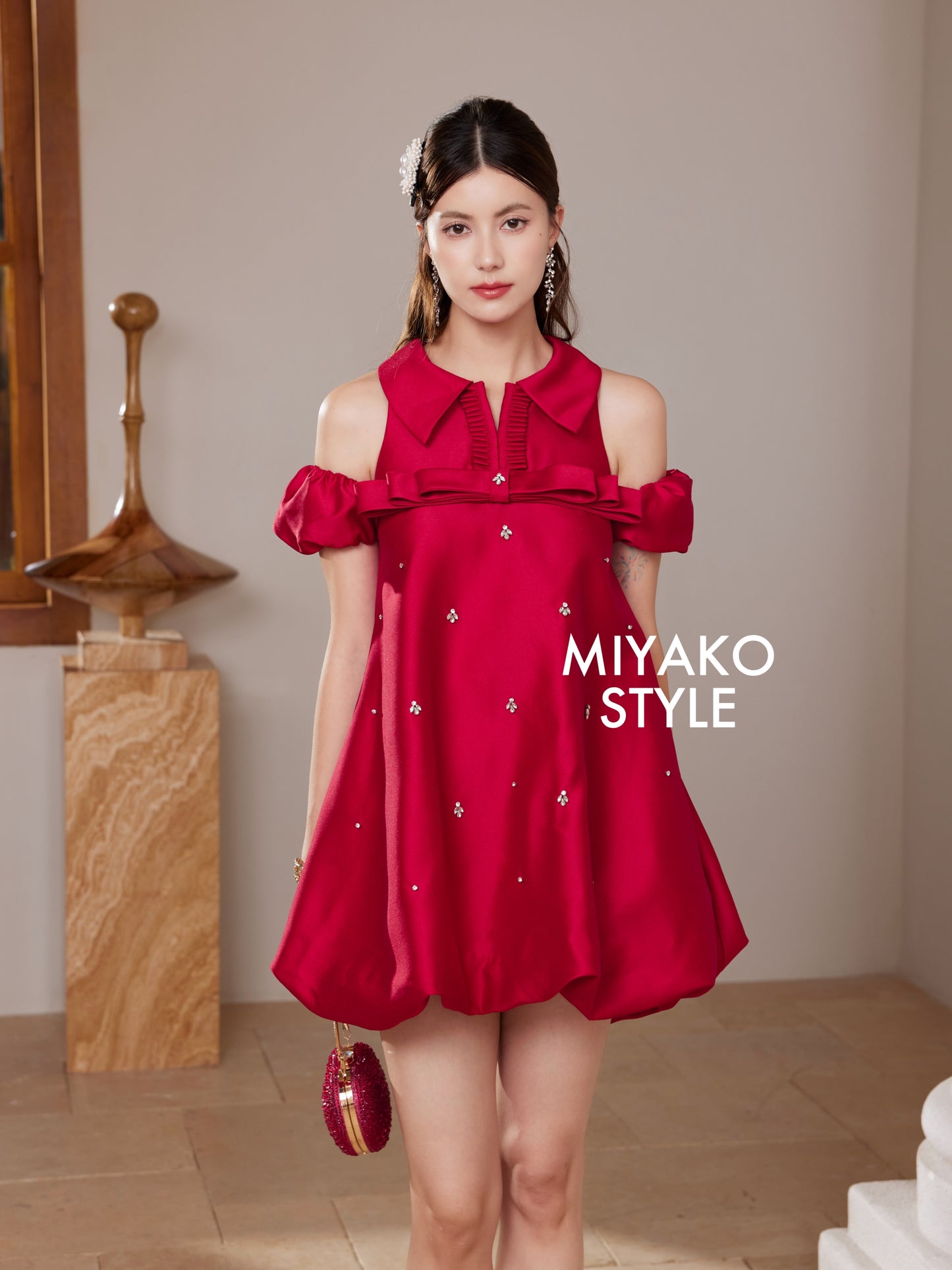【喜气洋洋】Lucky Premium Detachable Sleeve Bubble Dress 女装连身裙