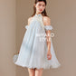 【倾国倾城】Goddess Premium Rhinestone Halter Dress in Blue 蓝色女装挂脖连身裙